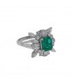 Platinum, emerald and diamonds ring