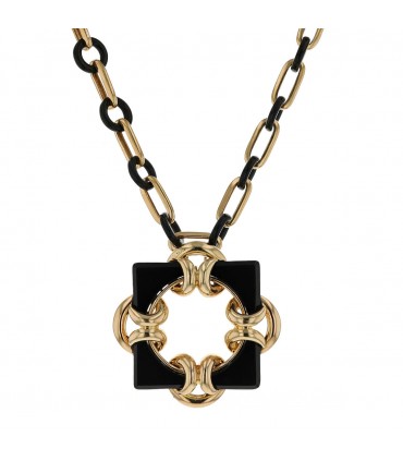 Tiffany & Co. by Aldo Cipullo onyx and gold brooch necklace