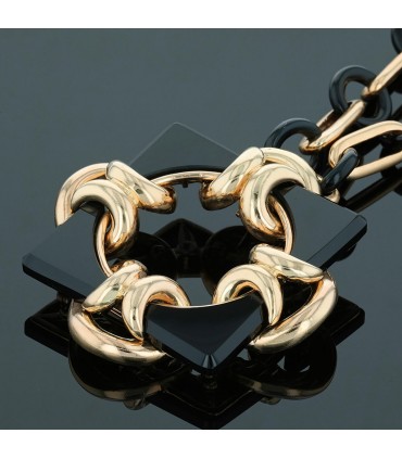 Tiffany & Co. by Aldo Cipullo onyx and gold brooch necklace