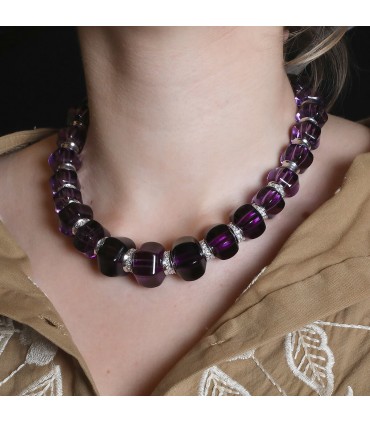 Baccarat crystals, diamonds and gold necklace