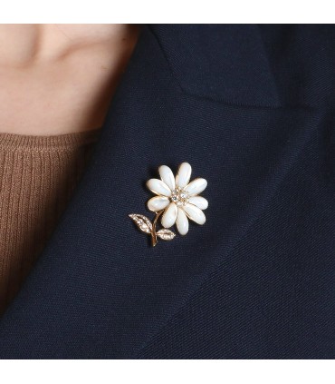 Van Cleef & Arpels mother-of-pearl, diamonds and gold brooch