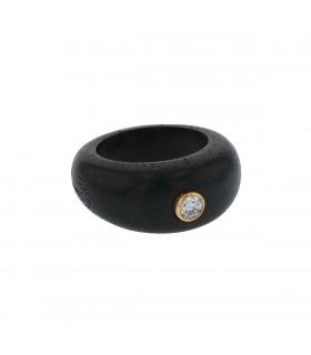 Bague bois, or, diamant