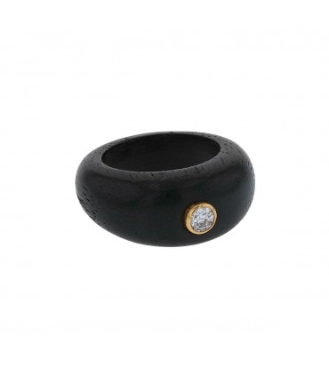 Wood, diamond and gold ring