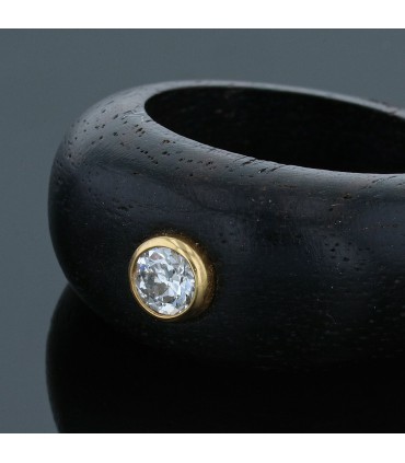 Bague bois, or, diamant
