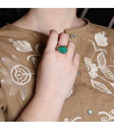 Boucheron Serpent Bohème malachite and gold ring