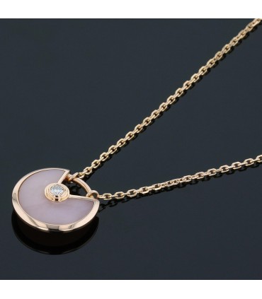 Cartier Amulette XS pink opal, diamond and gold necklace