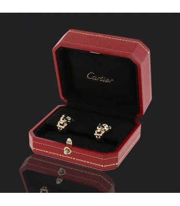 Cartier Panthère diamonds, garnets, lacquer and gold earrings