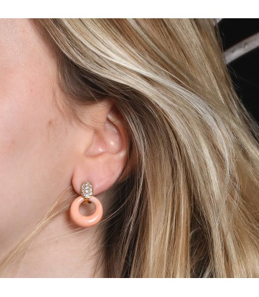Van Cleef & Arpels diamonds, gold and pink coral earrings