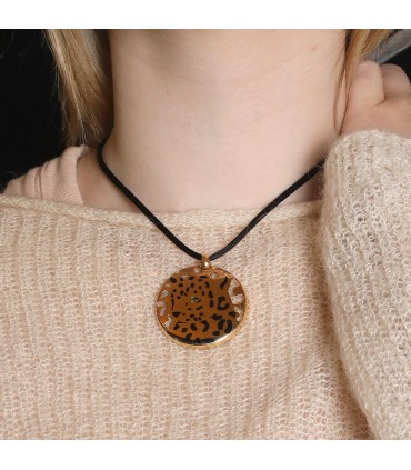 Cartier Panthère lacquer, garnet and gold necklace