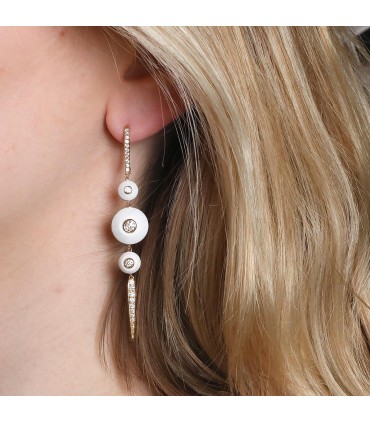 Maria Canale Pyramide diamonds, agate and gold earrings