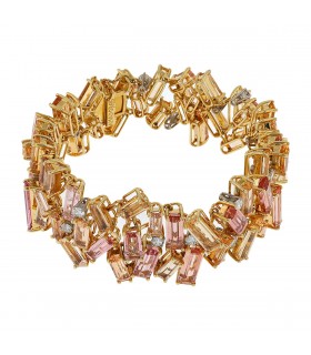 Tourmaline, quartz, diamonds and gold bracelet