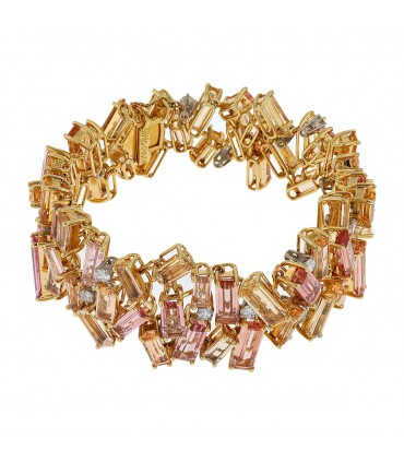 Bracelet diamants, tourmaline, quartz
