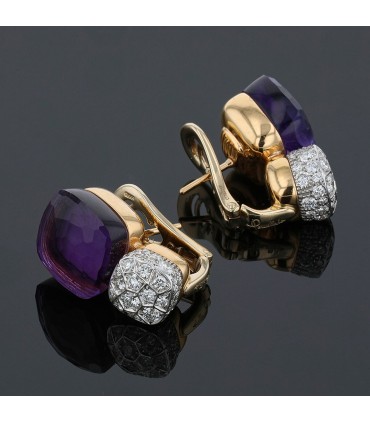 Pomellato Nudo amethyst, diamonds and two tones gold earrings