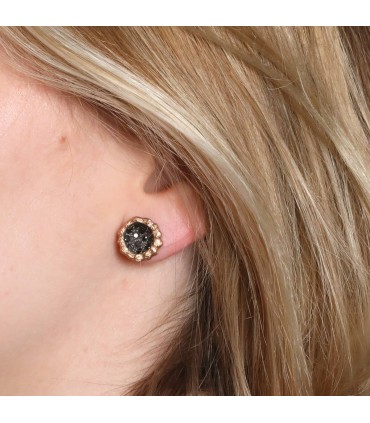 Luis Navarro black diamonds and gold earrings