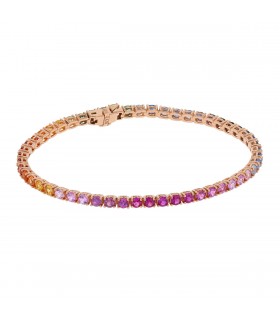 Colored sapphires and gold bracelet
