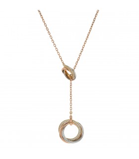 Cartier Trinity three tones gold and diamonds necklace