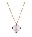 Gold, pink moonstone, rubies necklace