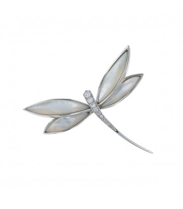 Van Cleef & Arpels Libellule mother-of-pearl, diamonds and gold brooch
