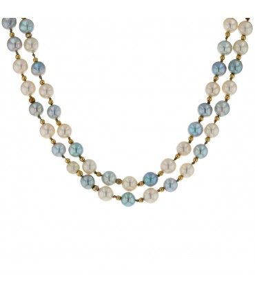 Collier or, perles de culture