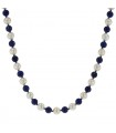 Collier or, perles de culture, lapis lazuli