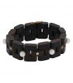 Wood, pearls, diamonds and gold bracelet
