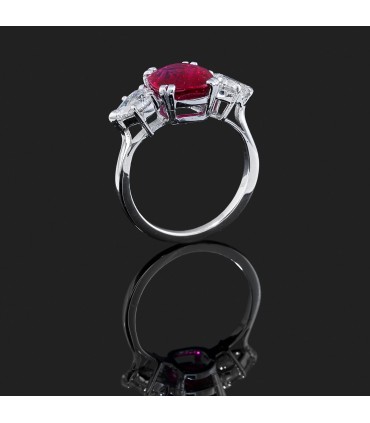 Bague or, platine, rubis et diamants