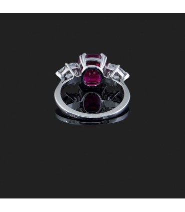 Bague or, platine, rubis et diamants