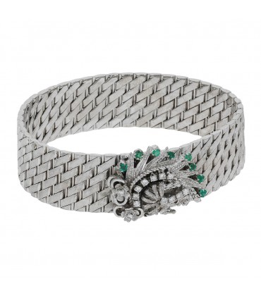 Bracelet or, diamants, émeraudes