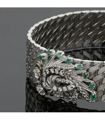 Bracelet or, diamants, émeraudes