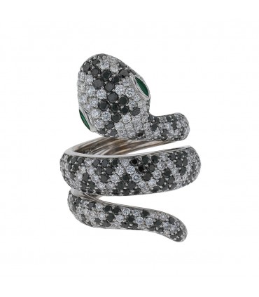 Diamonds, emeralds and gold ring