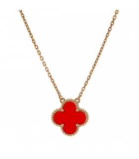 Van Cleef & Arpels Vintage Alhambra cornelian and gold necklace