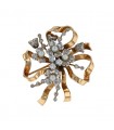Two tones gold, diamonds and pearls brooch