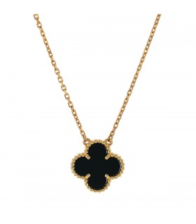 Van Cleef & Arpels Vintage Alhambra onyx and gold necklace
