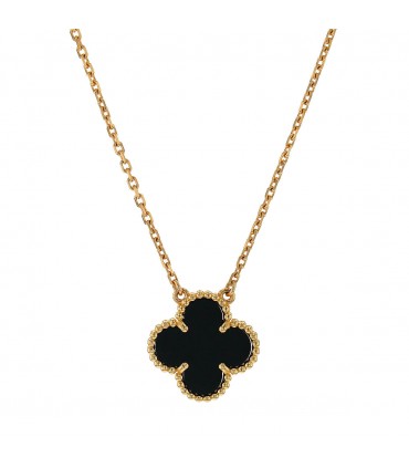 Van Cleef & Arpels Vintage Alhambra onyx and gold necklace