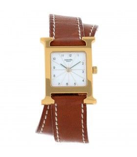 Hermès Heure H gold plated metal watch