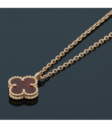 Van Cleef & Arpels Sweet Alhambra carnelian and gold necklace