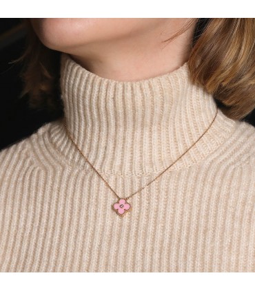Van Cleef & Arpels Alhambra diamond, porcelain and gold necklace