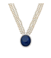 Collier or, perles, lapis lazuli et diamants