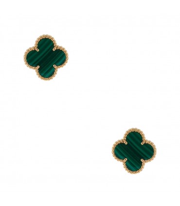 Van Cleef & Arpels Vintage Alhambra malachite and gold earrings