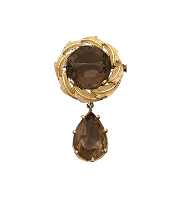 Broche or et quartz