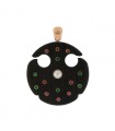 Wood, fine stones and gold pendant