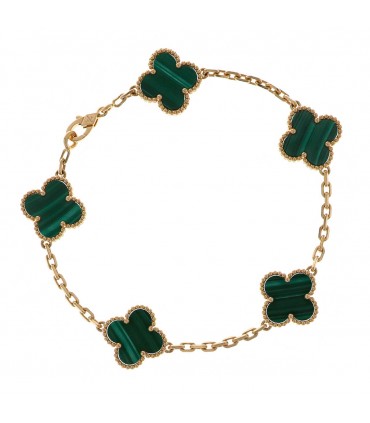 Van Cleef & Arpels Vintage Alhambra malachite and gold bracelet