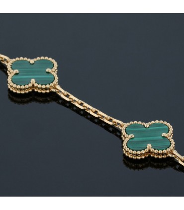 Van Cleef & Arpels Vintage Alhambra malachite and gold bracelet