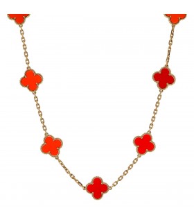 Van Cleef & Arpels Vintage Alhambra carnelian and gold necklace