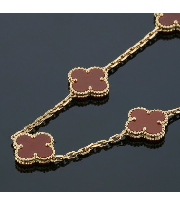 Van Cleef & Arpels Vintage Alhambra carnelian and gold necklace