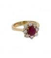 Bague or, rubis, diamants