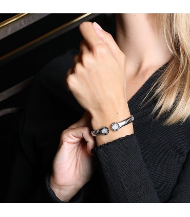 Bulgari Bulgari diamonds and stainless steel bracelet