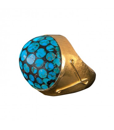 Bague or et turquoise