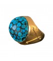 Bague or et turquoise