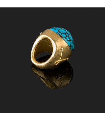 Bague or et turquoise